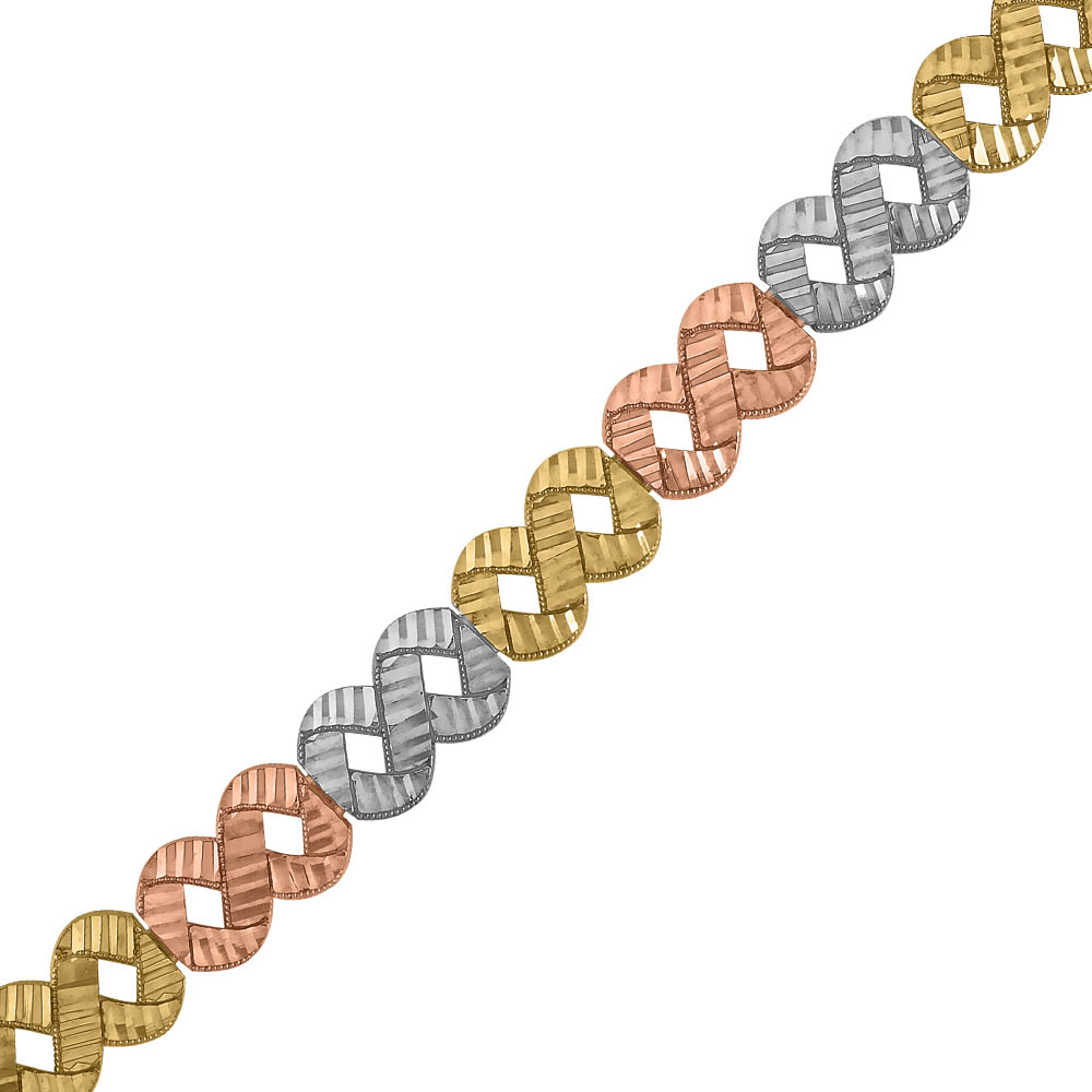 Infinity Bracelet in 10kt White, Yellow and Rose Gold