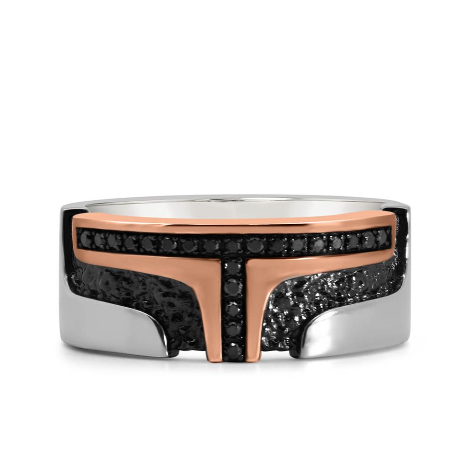 Star Wars Boba Fett Ring with .17 Carat TW of Diamonds in Sterling Silver and 10kt Rose Gold