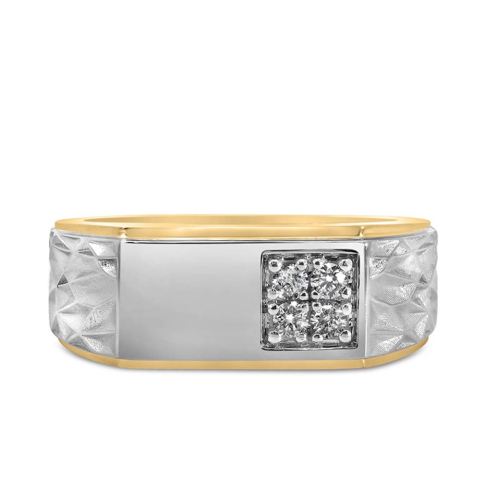 Men's Ring with .20 Carat TW of Diamonds in 10kt Yellow and White Gold