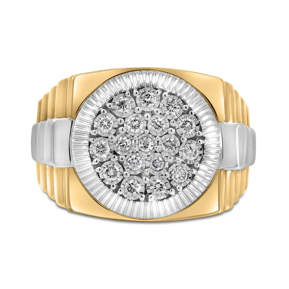 Men’s Ring with .50 Carat TW of Diamonds in 10kt White and Yellow Gold