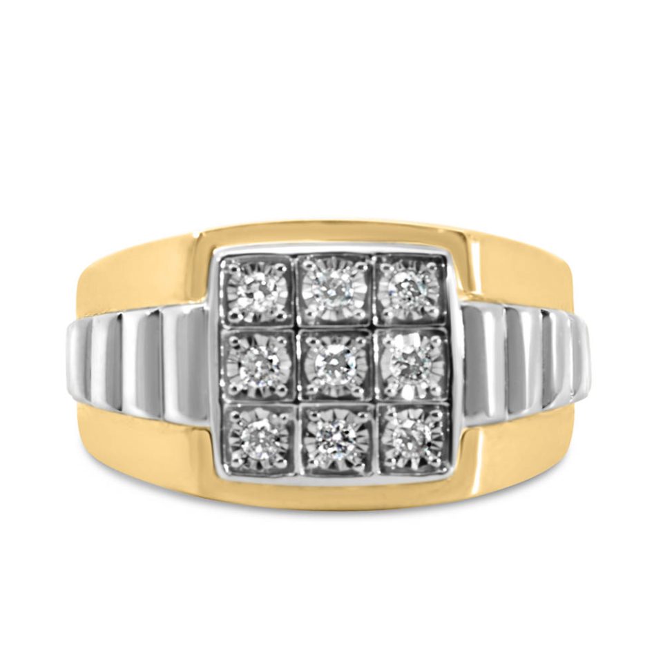 Men's Ring with .25 Carat TW of Diamonds in 10kt White and Yellow Gold