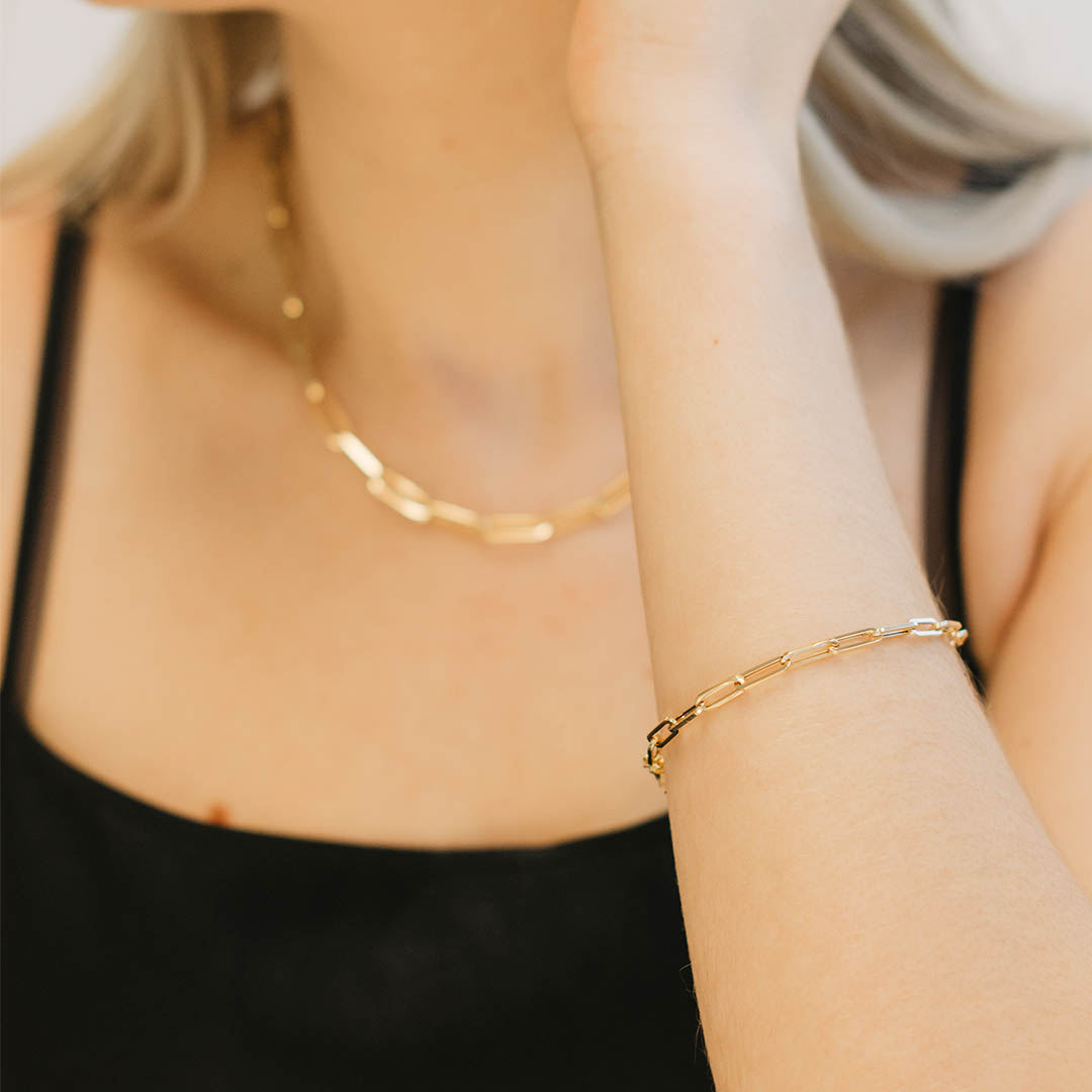 7.5″ Medium 3.9MM Layla Cable Link Paperclip Chain Bracelet in 10kt Yellow  Gold - Paris Jewellers