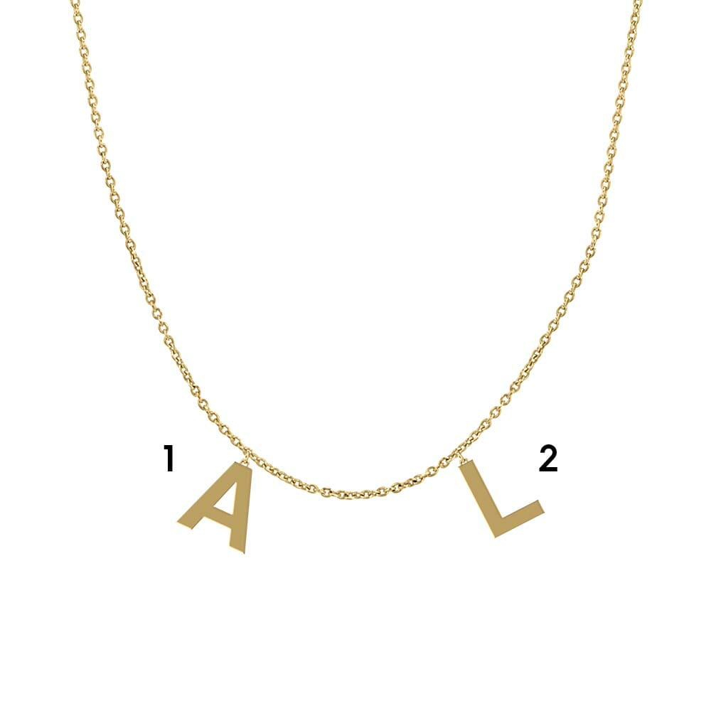 16-18 Custom Initial Necklace in Select Metals with 2, 3 or 4 Letters -  Paris Jewellers