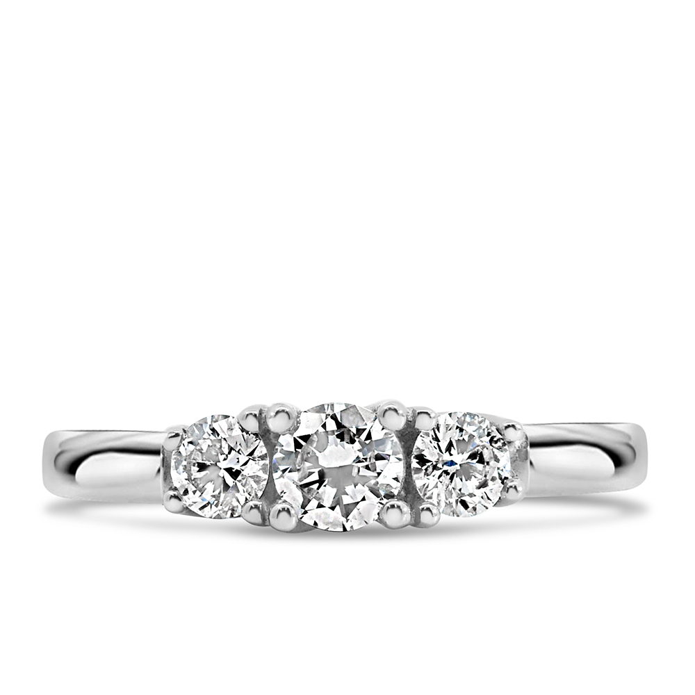 Colourless Collection Three Stone Engagement Ring with .50 Carat TW of Diamonds 18kt White Gold