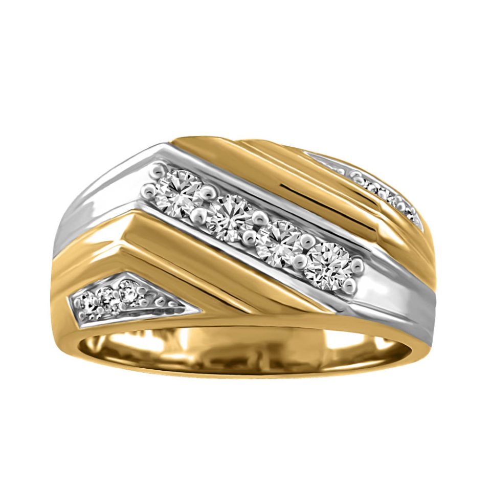 Men's Fire of the North Ring with .25 Carat TW of Diamonds in 10kt White and Yellow Gold