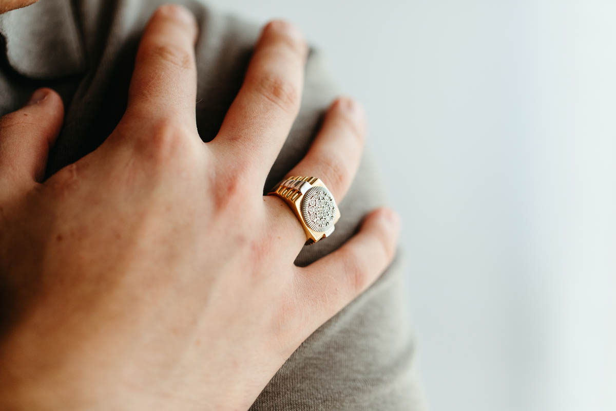 Men’s Ring with .50 Carat TW of Diamonds in 10kt White and Yellow Gold