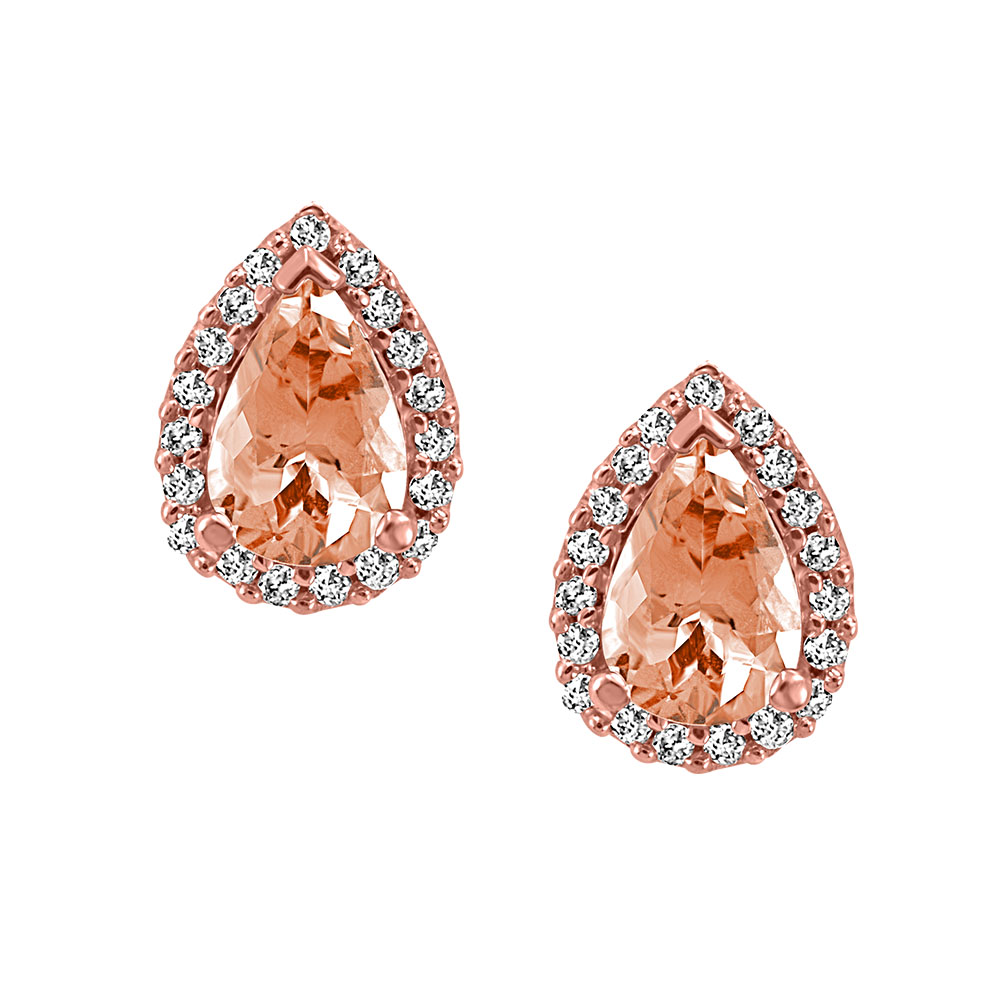 Earrings with .12 Carat TW of Diamonds Morganite 10kt Rose Gold