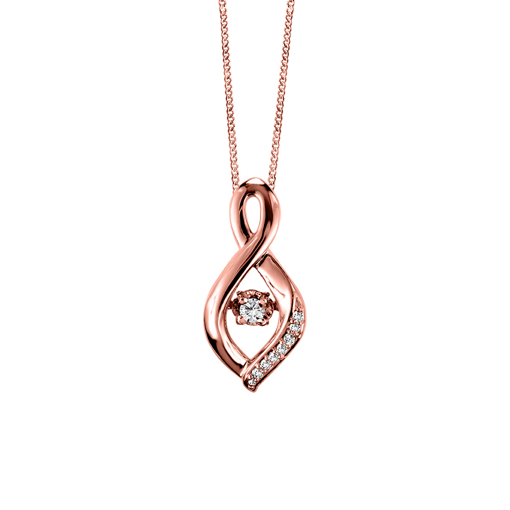 Luminance Canadian Diamond Pendant with .05 Carat TW of Diamonds 10kt Rose Gold Chain