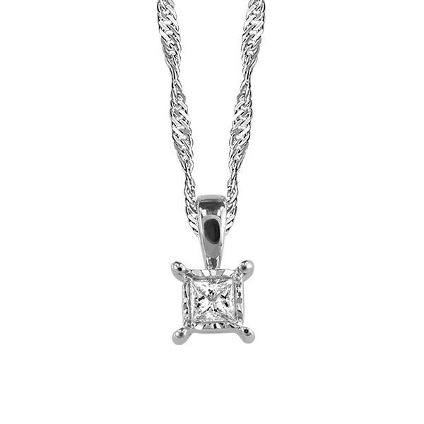 10KT White Gold CTW Princess Cut Illusion Set Diamond Pendant with Chain