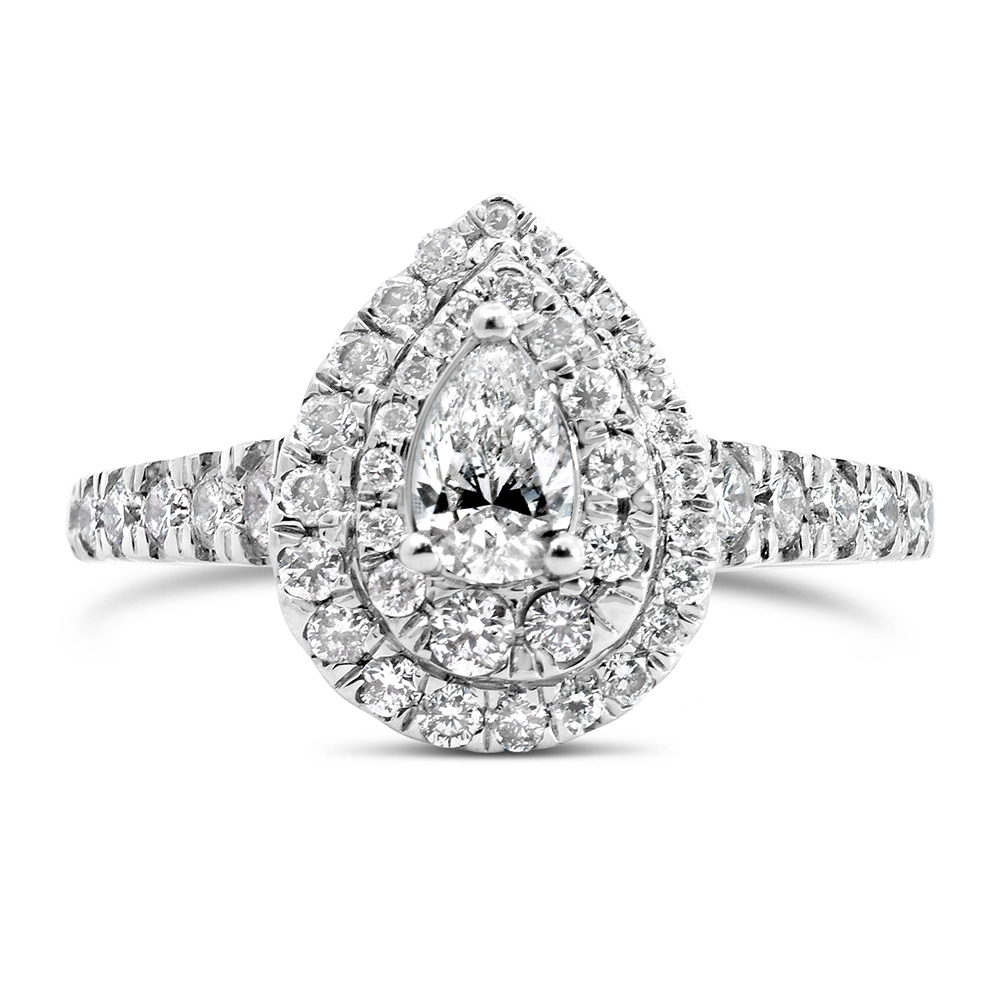 Halo Engagement Ring with 1.00 Carat TW of Diamonds in 10kt White Gold