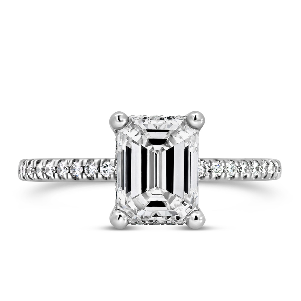 Emerald Cut Luxe Engagement Ring with 2.31 Carat TW of Diamonds 18kt White Gold