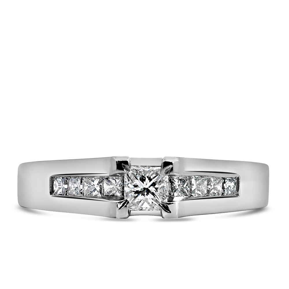 Fire of the North Engagement Ring with .50 Carat TW Diamonds 14kt White Gold