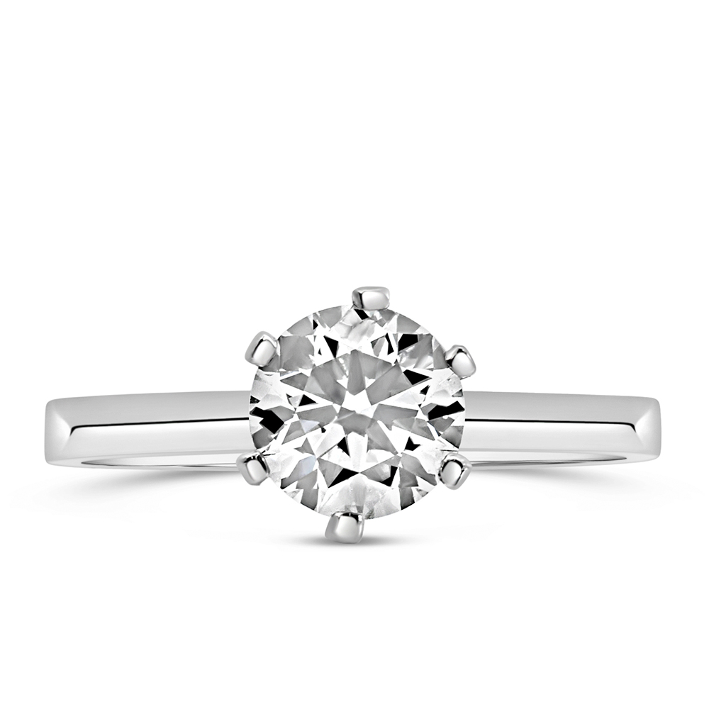 Northern Facet Ideal Cut Solitaire Engagement Ring with 1.00 Carat Diamond 18kt White Gold