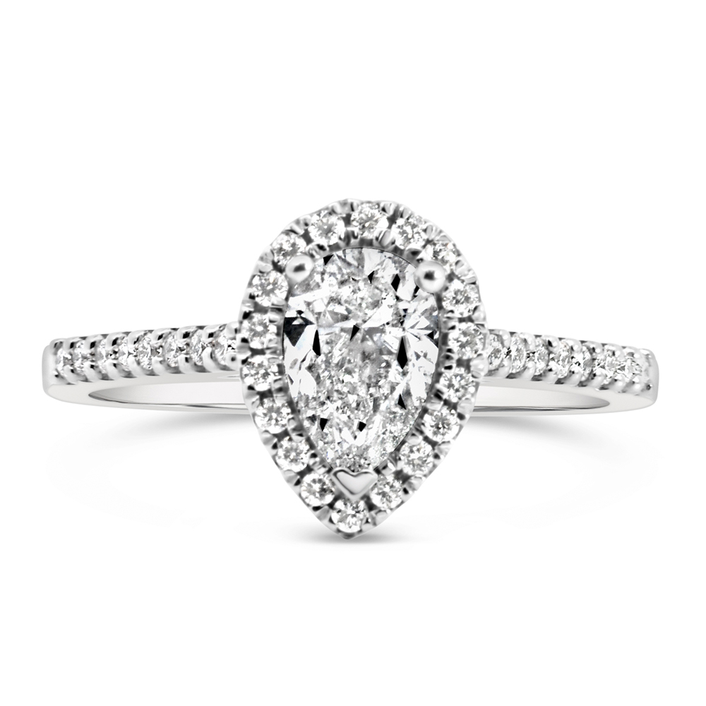 Fire of the North Halo Engagement Ring with .91 Carat TW Diamonds 18kt White Gold