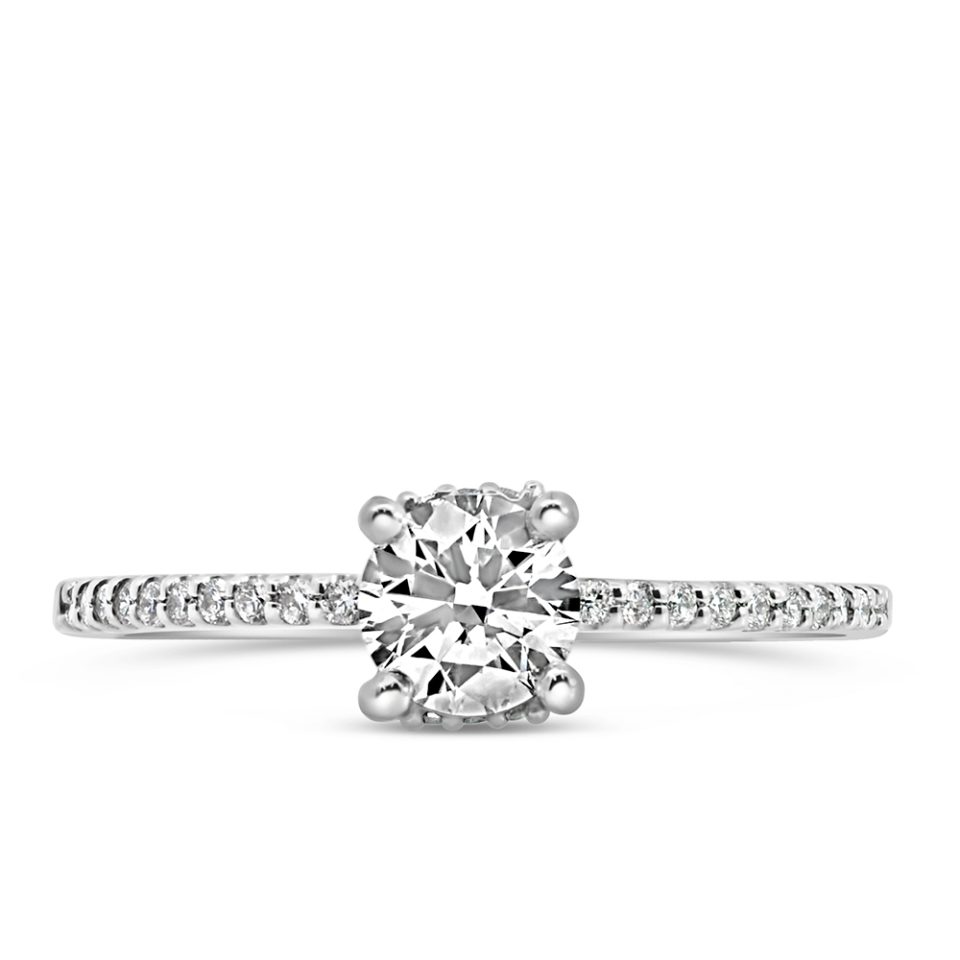 Northern Facet Ideal Cut Engagement Ring, beautifully crafted in 18kt White Gold and adorned with a total of .62 Carats of sparkling Diamonds
