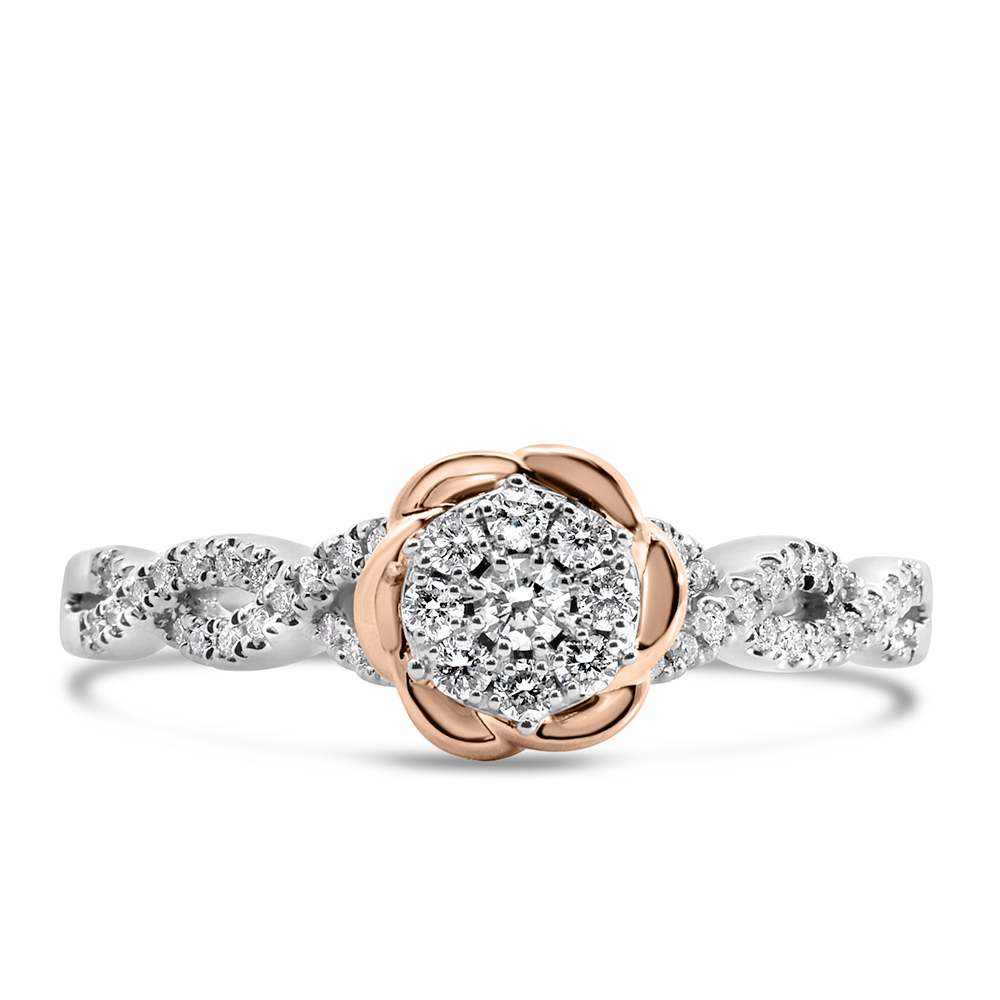 Enchanted Disney Belle Ring with .25 Carat TW of Diamonds in 10kt White and Rose Gold