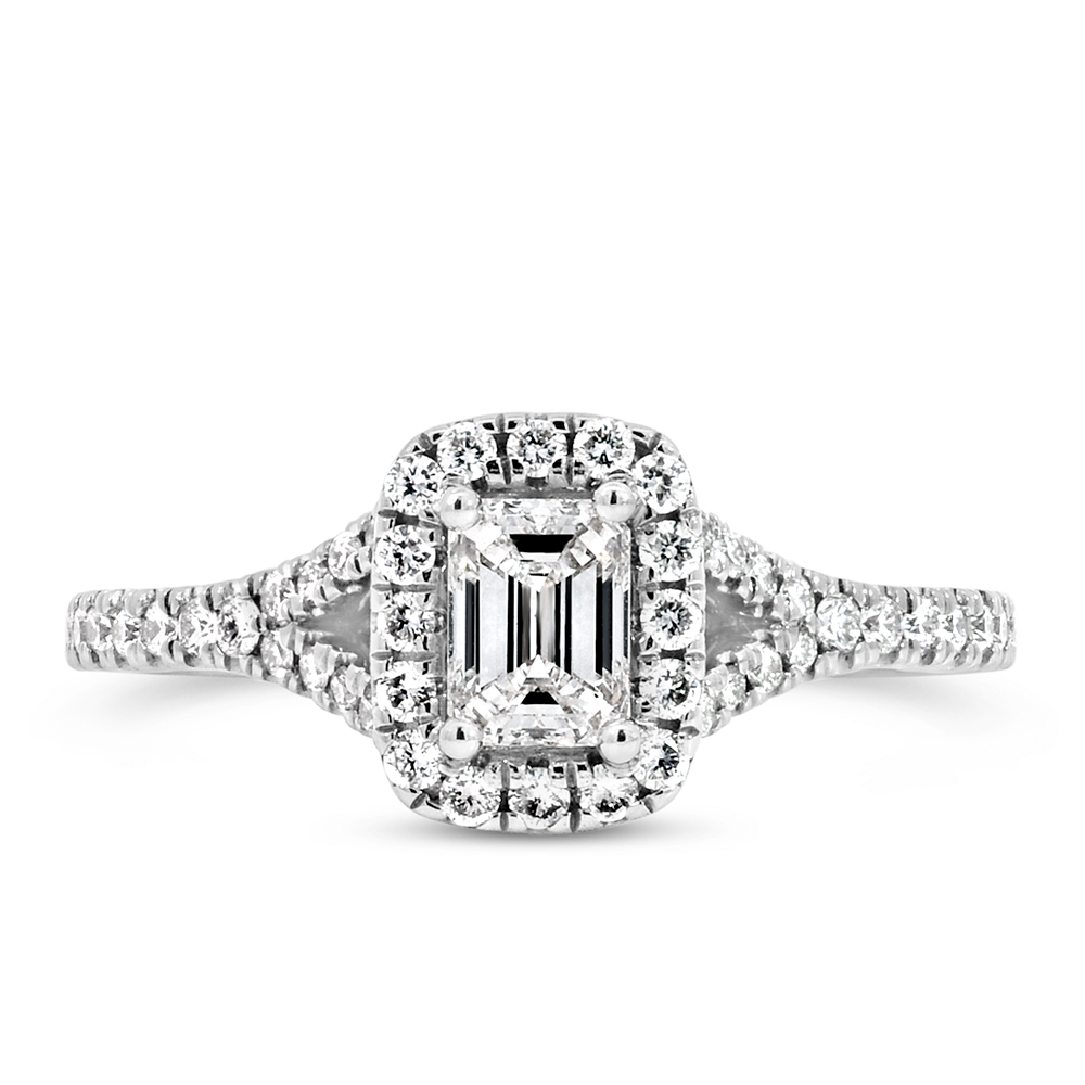 Colourless Collection Halo Engagement Ring With .87 Carat TW of Diamonds 18kt White Gold