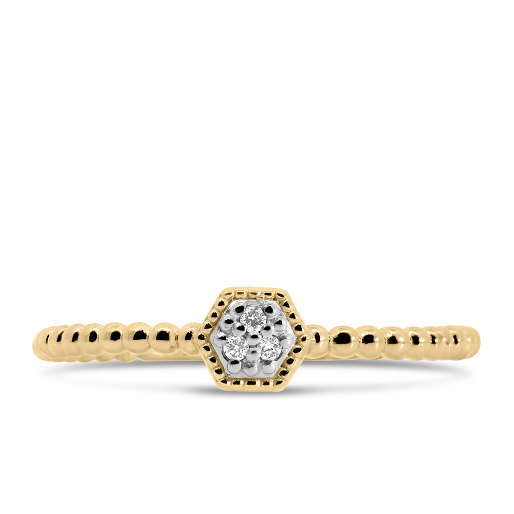 Hexie Diamond Everyday Stacking Ring with .02 Carat TW of Diamonds 10kt Yellow Gold