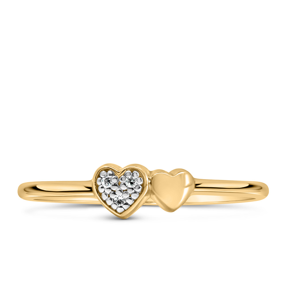 Double Heart Diamond Everyday Stacking Ring with .01 Carat TW of Diamonds 10kt Yellow Gold