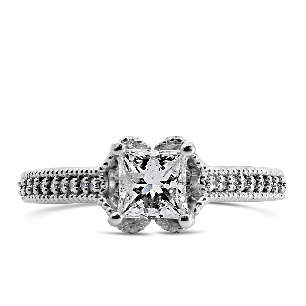 Fire of the North Engagement Ring with .83 Carat TW Diamonds 14kt White Gold