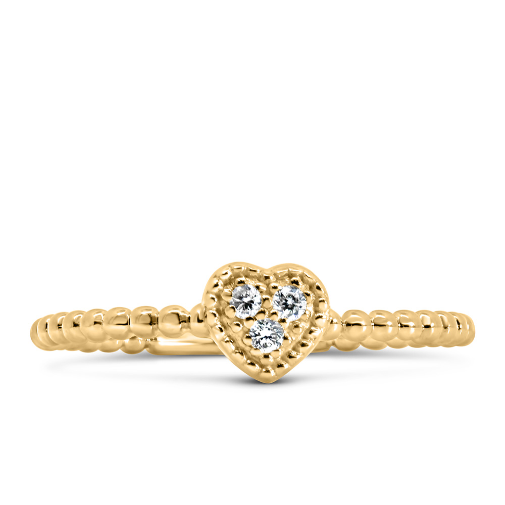 Textured Heart Diamond Everyday Stacking Ring with .04 Carat TW of Diamonds 10kt Gold