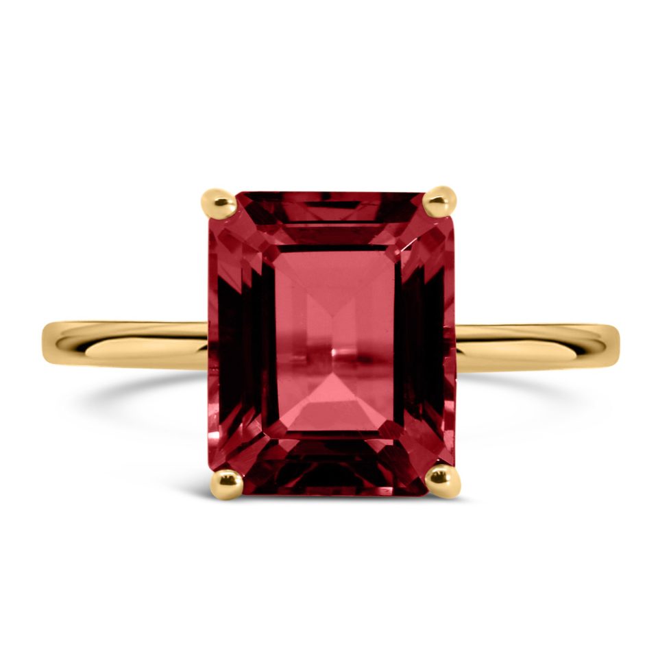 Ring with Garnet in 10kt Yellow Gold