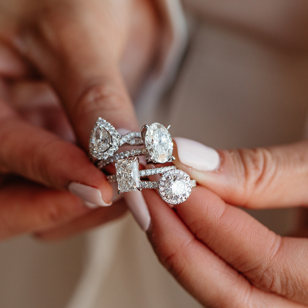 Floret Engagement Ring with 1.75 Carat TW of Lab Created Diamonds in 14kt White Gold