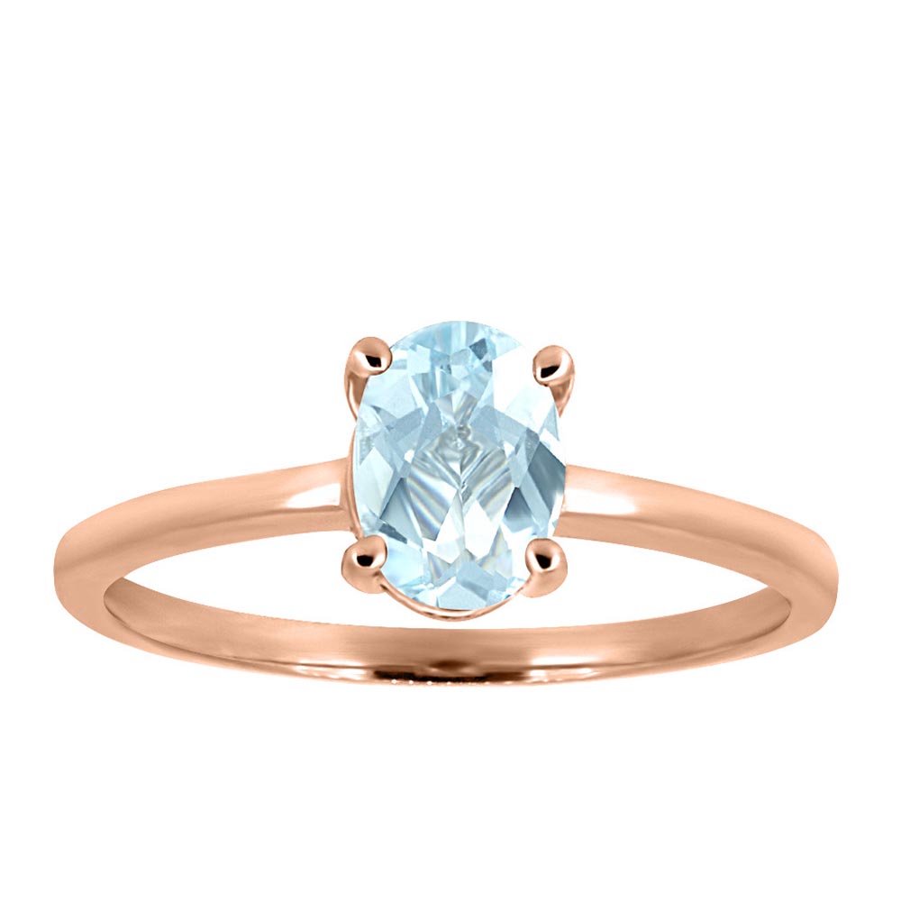 Ring with Aquamarine in 10kt Rose Gold - Paris Jewellers