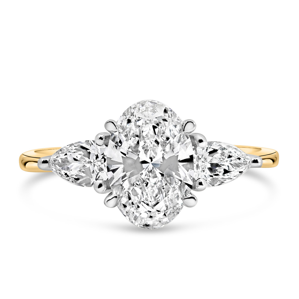 Trinity Engagement Ring with 2.00 Carat TW of Lab Created Diamonds in 14kt Yellow Gold