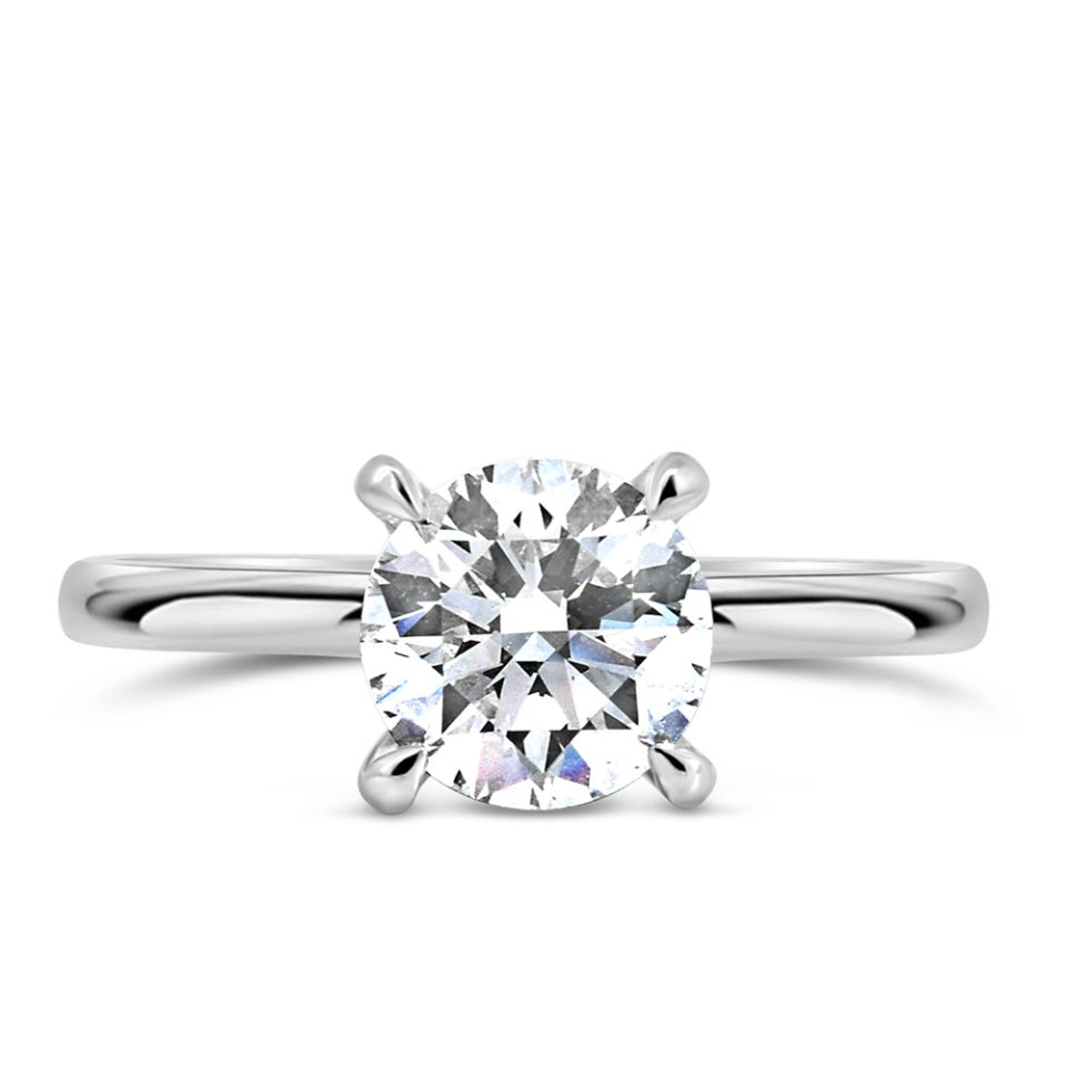 Ring with 1.50 Carat Lab Created Diamond in 14k White Gold