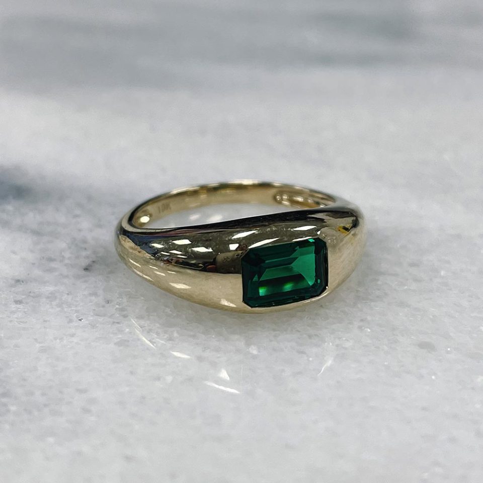 Ring with 7X5MM Emerald Cut Created Emerald in 10kt Yellow Gold - Paris ...