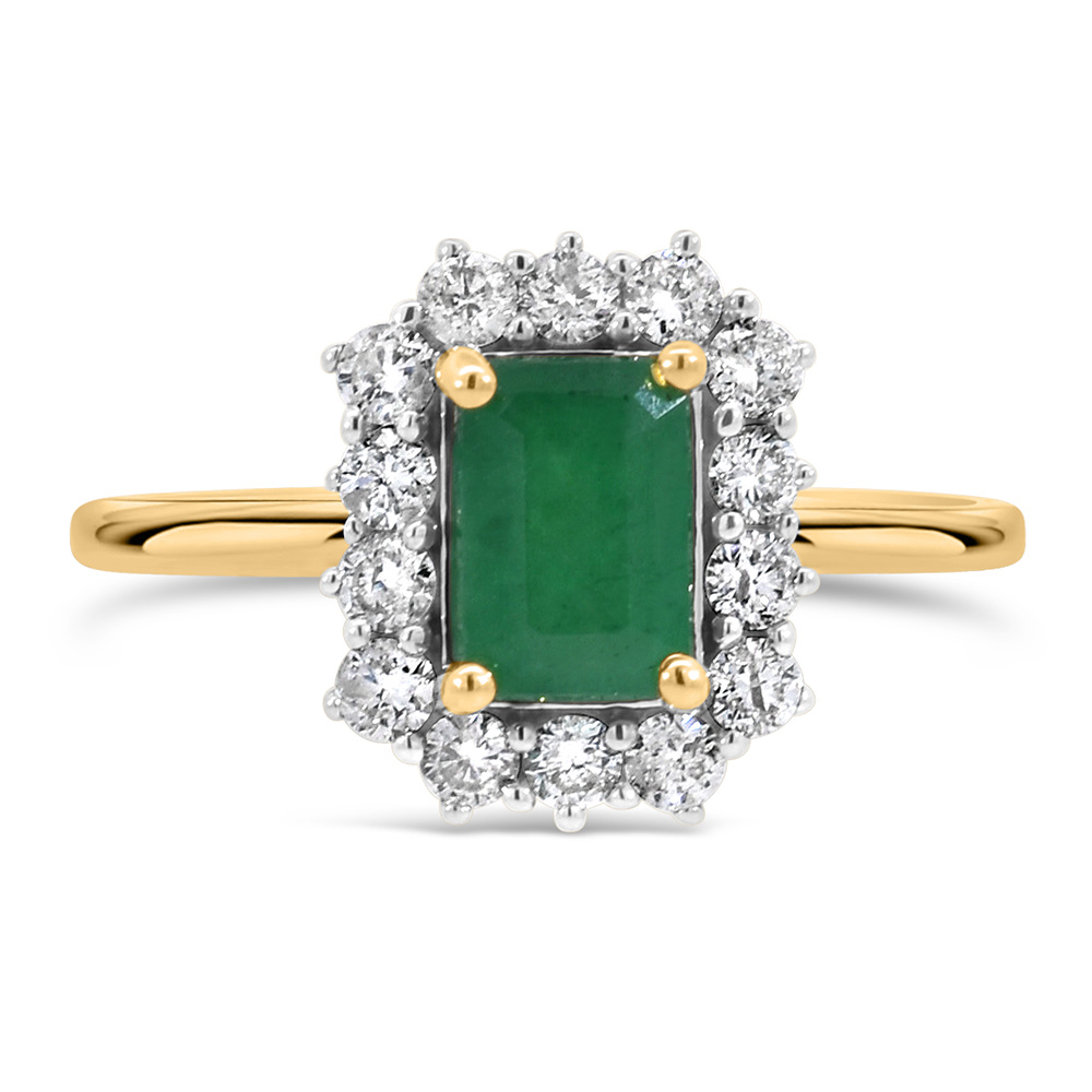 Ring with 7X5MM Emerald Cut and .45 Carat TW of Diamonds 14kt Yellow Gold