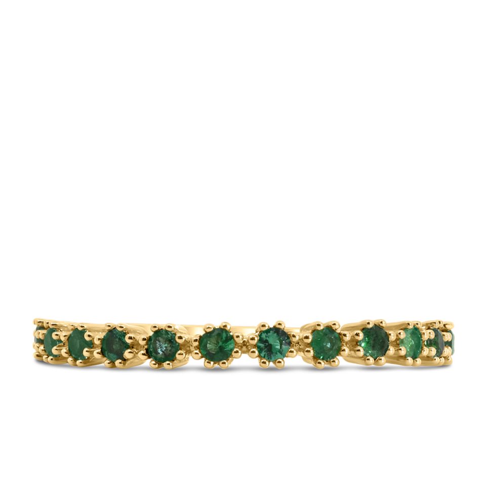 Ring with Emerald in 10kt Yellow Gold