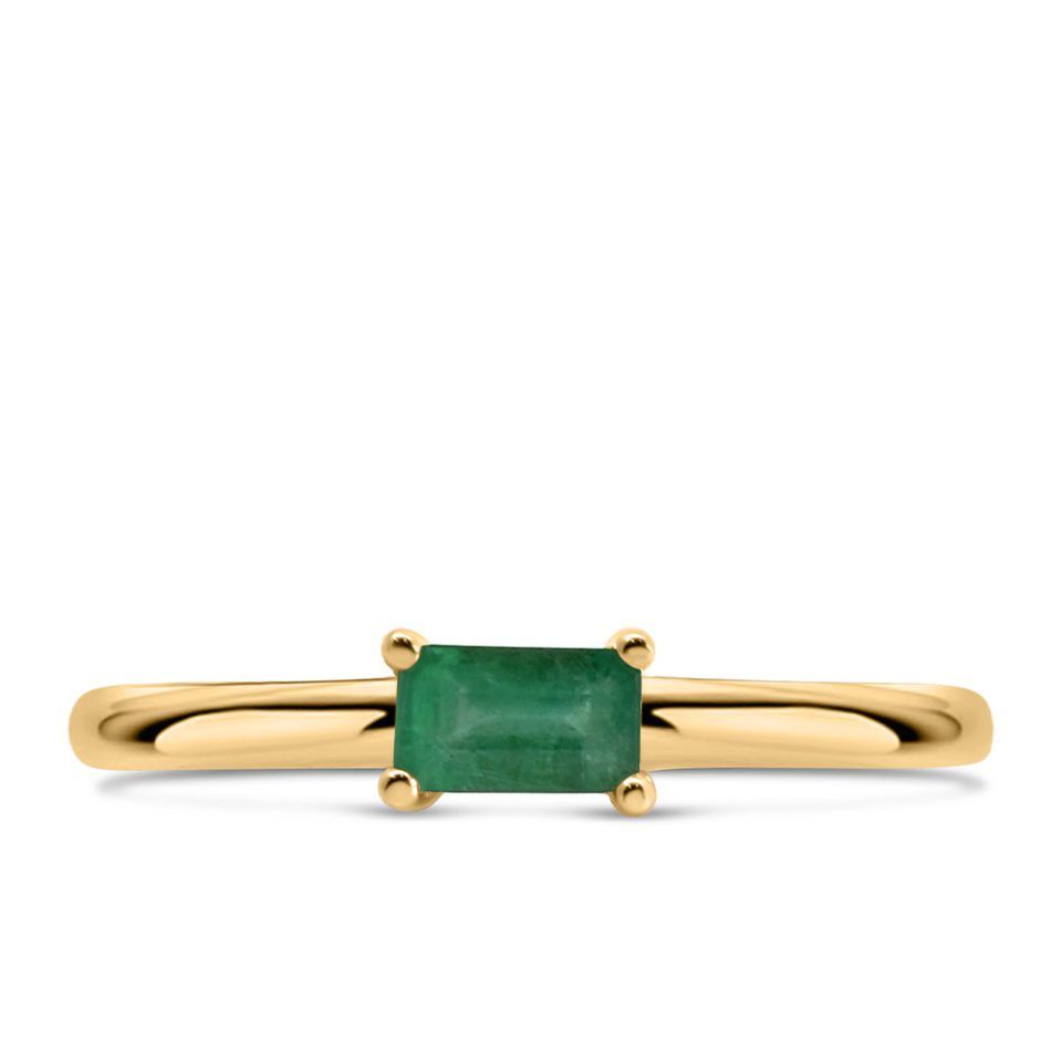 Ring with 5X3MM Emerald Cut Emerald in 10kt Yellow Gold