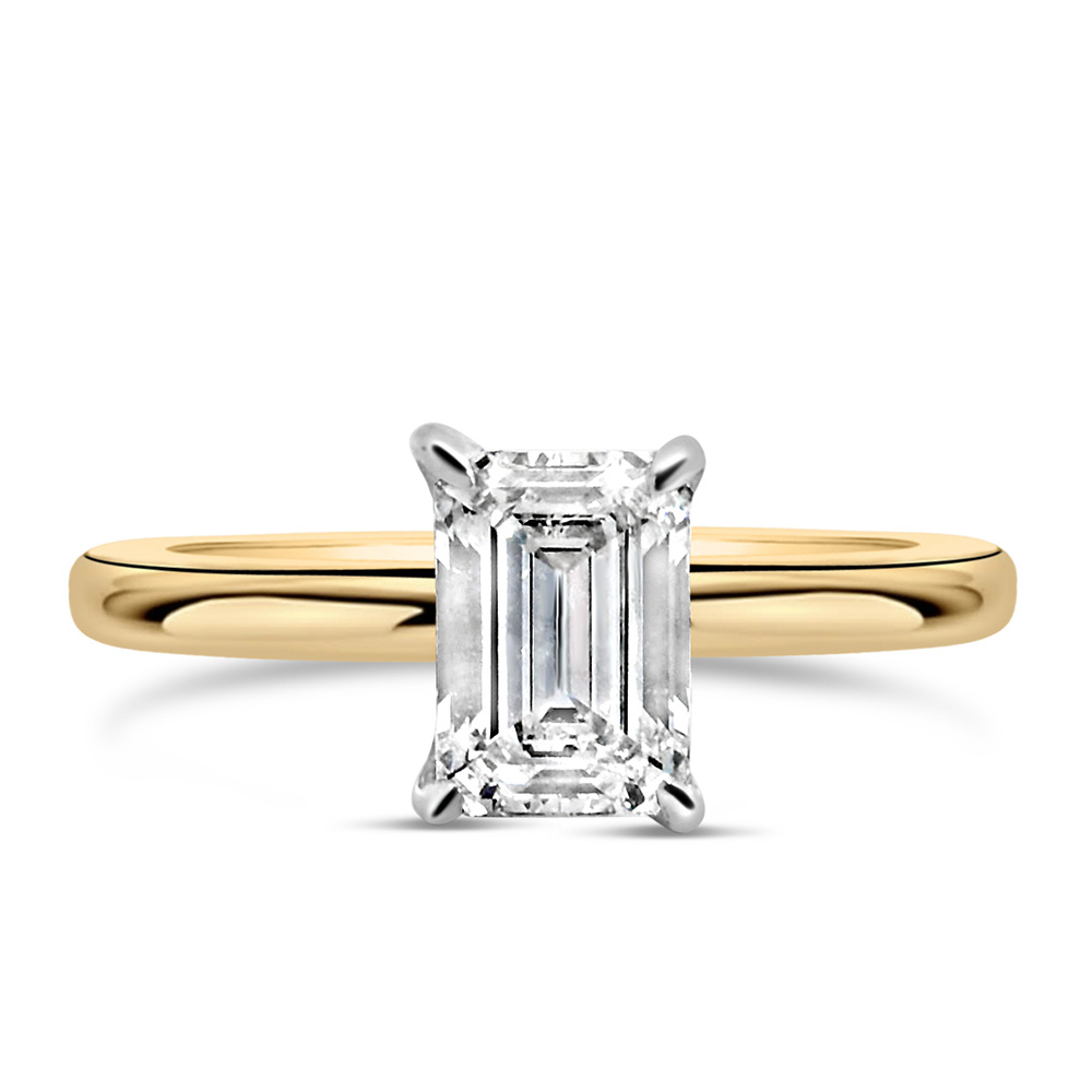 Emerald Cut Engagement Ring with 1.33 Carat TW of Lab Created Diamonds 14kt Gold