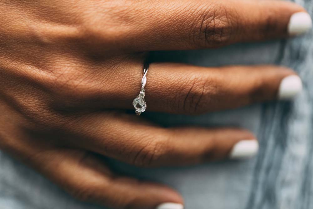 Ring with 4X6MM Oval Aquamarine and .06 Carat TW of Diamonds 10kt White Gold