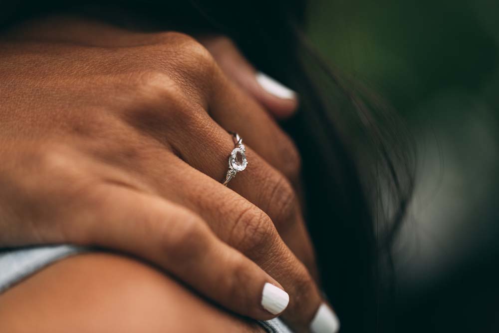 Ring with 4X6MM Oval Aquamarine and .06 Carat TW of Diamonds 10kt White Gold