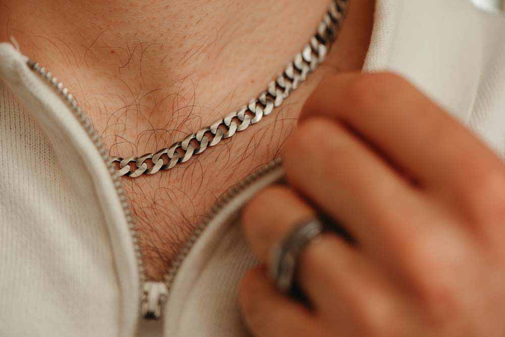 Men’s Brushed Gunmetal Curb Chain Sterling Silver