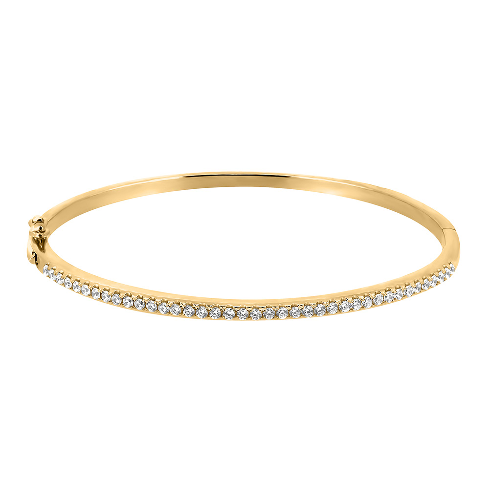 Classic Bangle with Cubic Zirconia in Yellow Gold Plated Sterling Silver -  Paris Jewellers