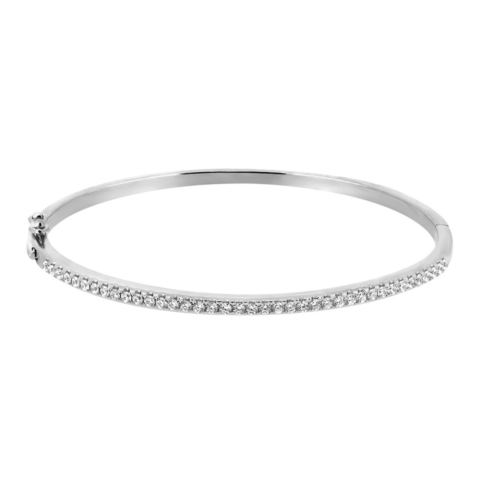 Classic Bangle with Cubic Zirconia in Sterling Silver