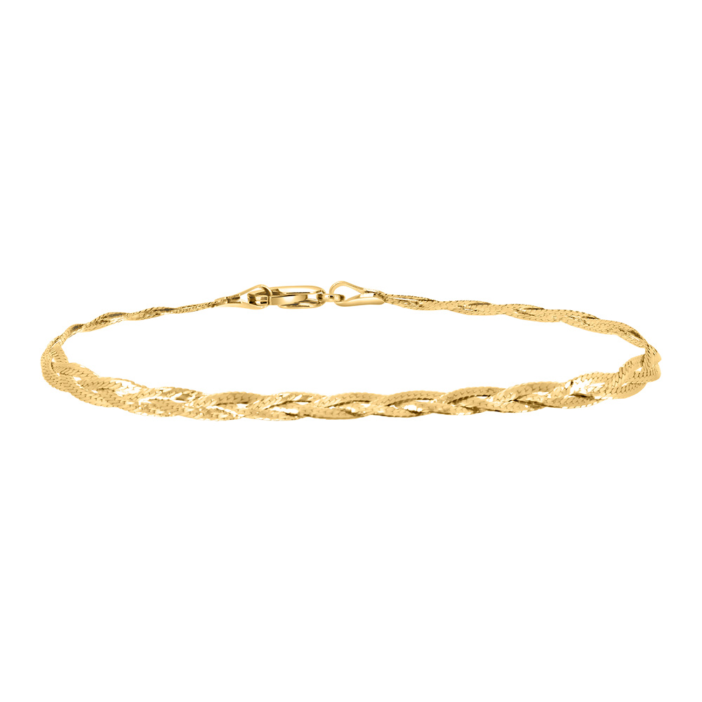 6.5″ Braided Herringbone Bracelet 10kt Yellow Gold