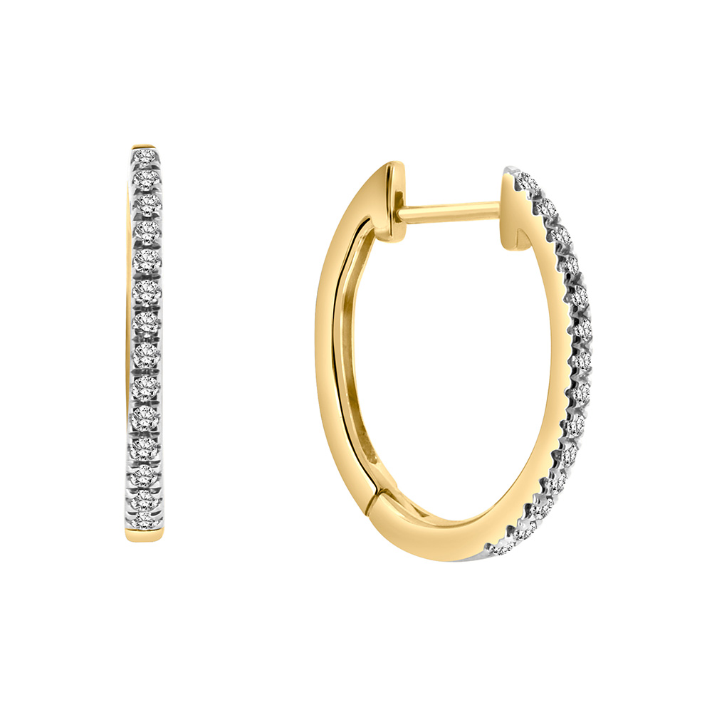 19MM Hoop Earrings with .50 Carat TW of Diamonds in 10kt Yellow Gold