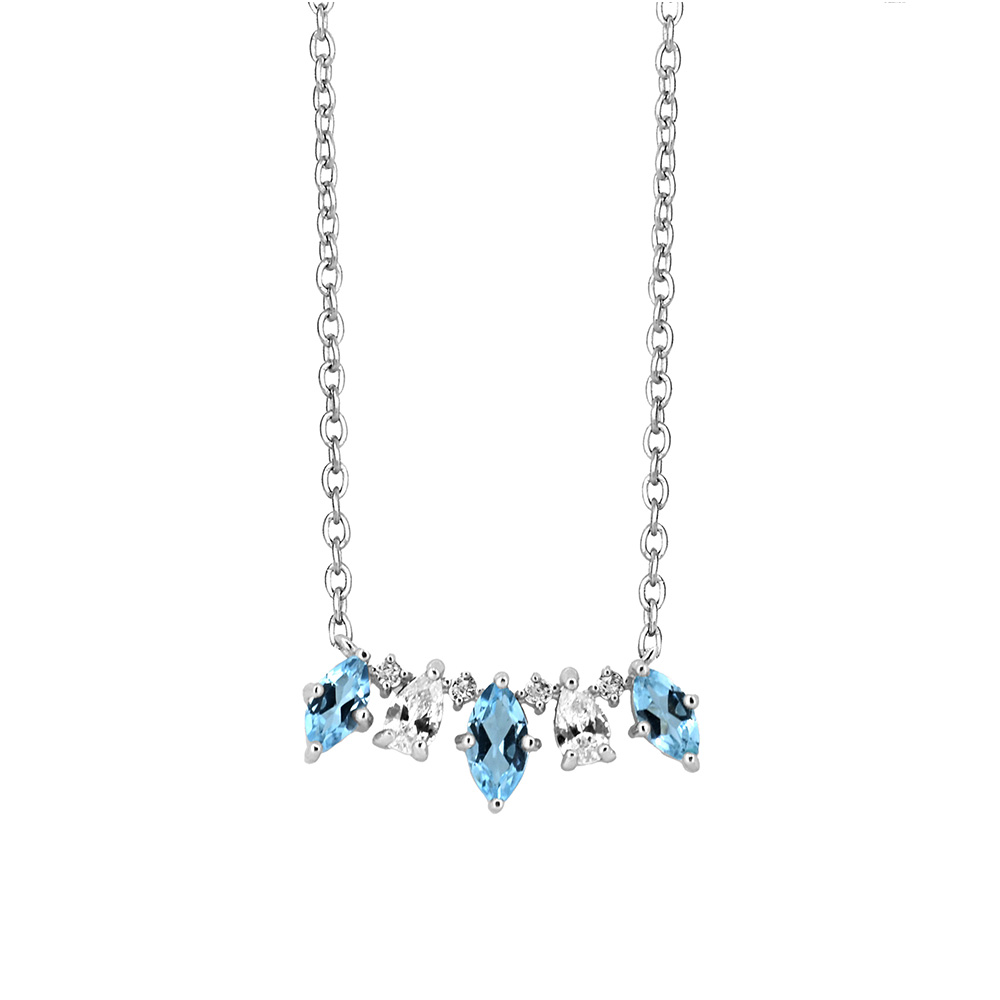 Necklace with Blue and White Topaz Sterling Silver