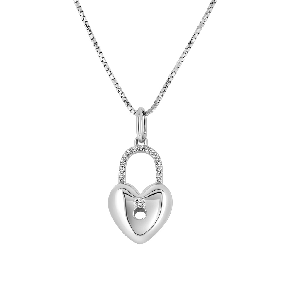 Heart Pendant with .05 Carat TW of Diamonds Sterling Silver Chain