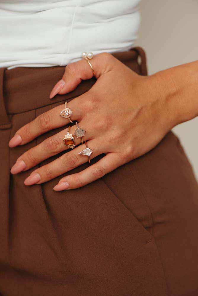 Ring with 10X7MM Citrine and White Topaz 10kt Yellow Gold