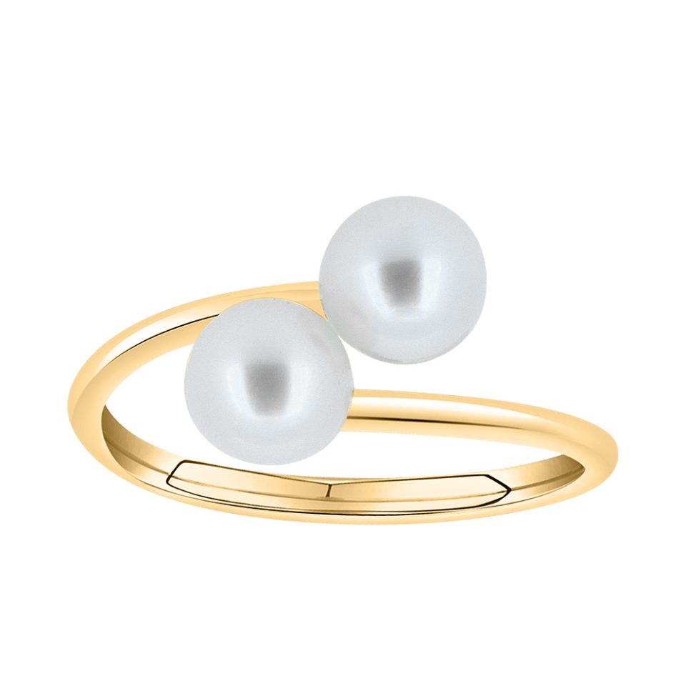 White Pearl Ring in 10kt Yellow Gold
