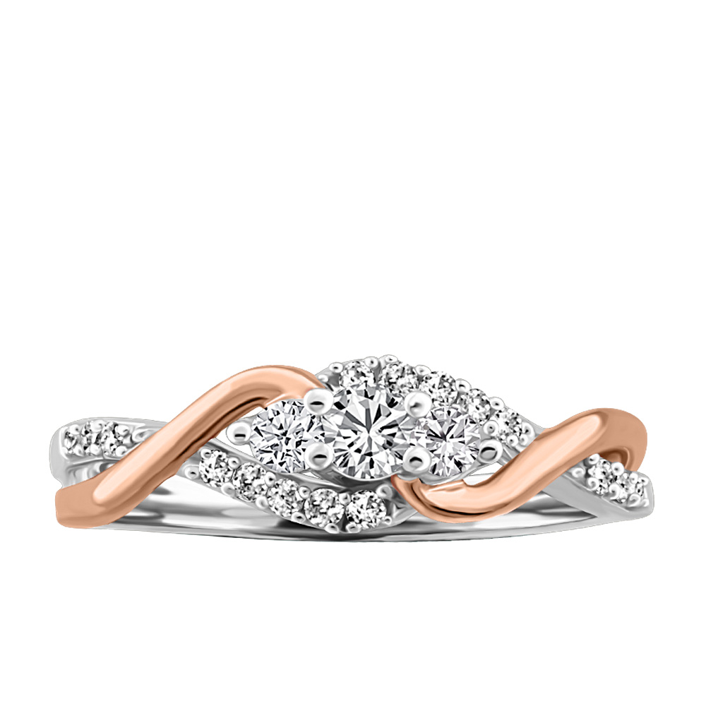 Engagement Ring with .33 Carat TW of Diamonds 14kt White and Rose Gold