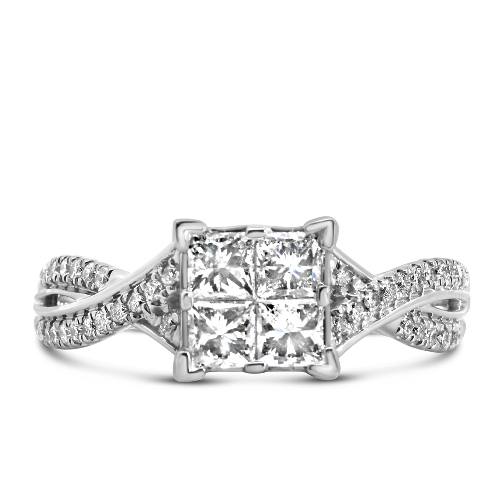 Engagement Ring with 1.00 Carat TW of Diamonds 10kt White Gold