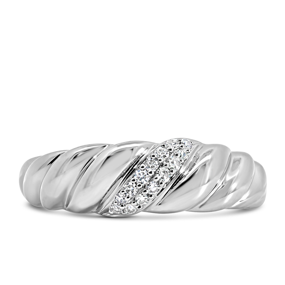 Cornetto Ring with .10 Carat TW of Diamond Sterling Silver