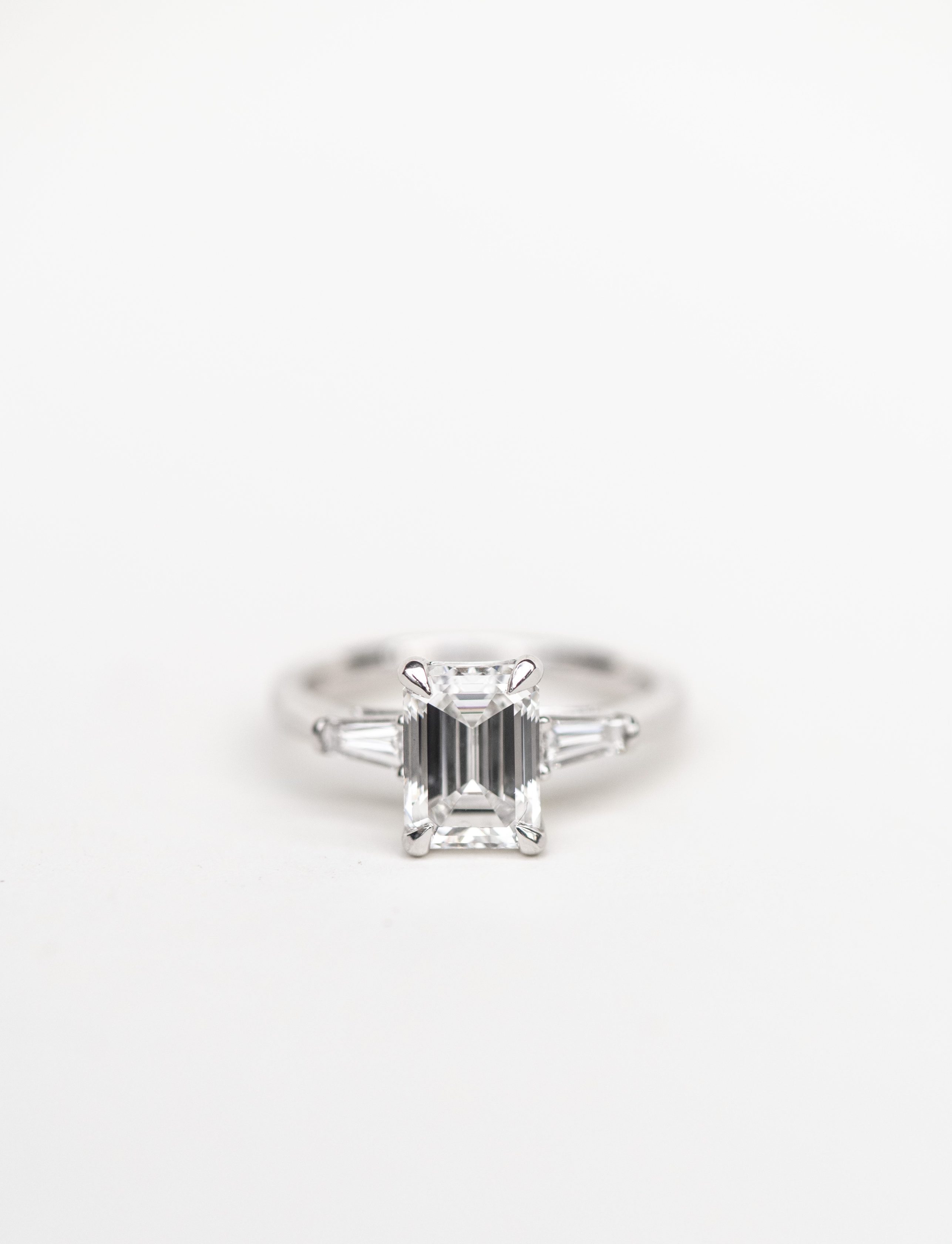 Emerald Cut Engagement Ring with 2.80 Carat TW of Lab Created Diamonds in 14kt White Gold